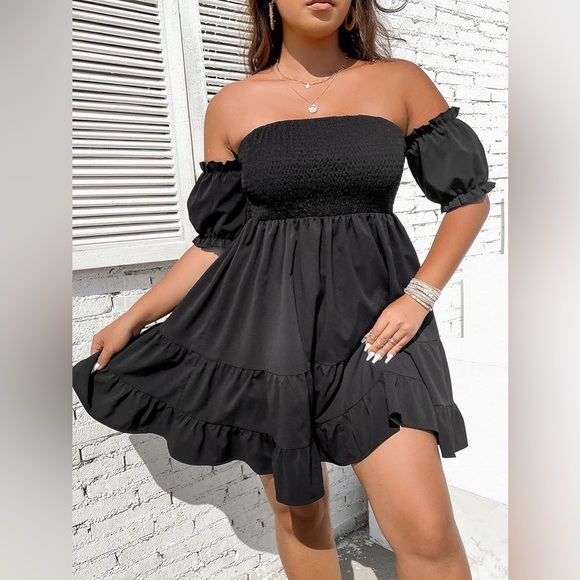 Black Off the Shoulder Dress - Picture 1 of 5